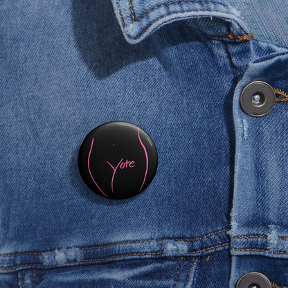 Vote Pin Black (Pink logo)