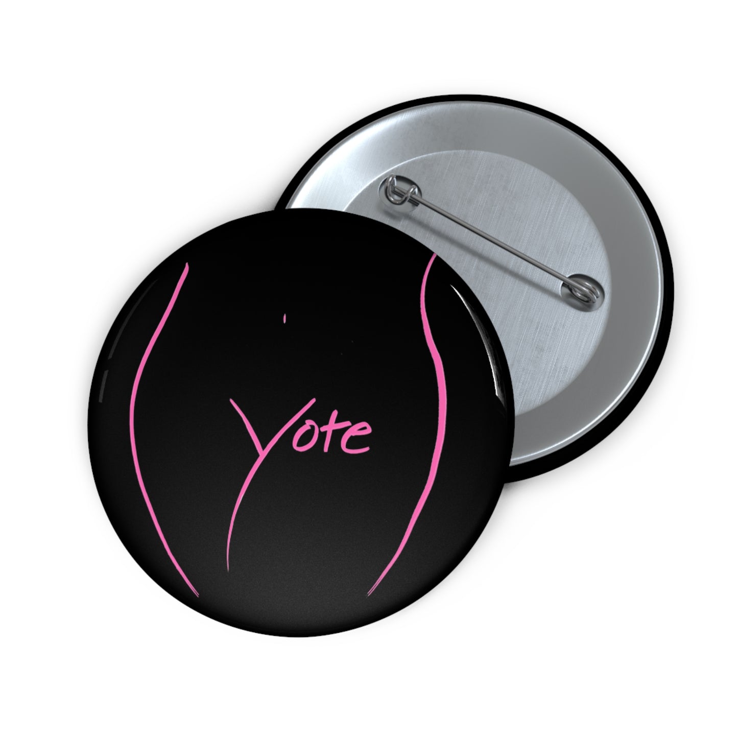 Vote Pin Black (Pink logo)