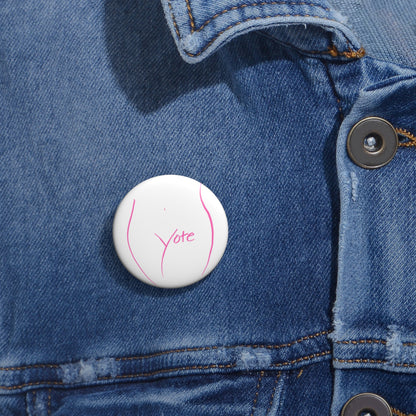 Vote Pin White (Pink logo)