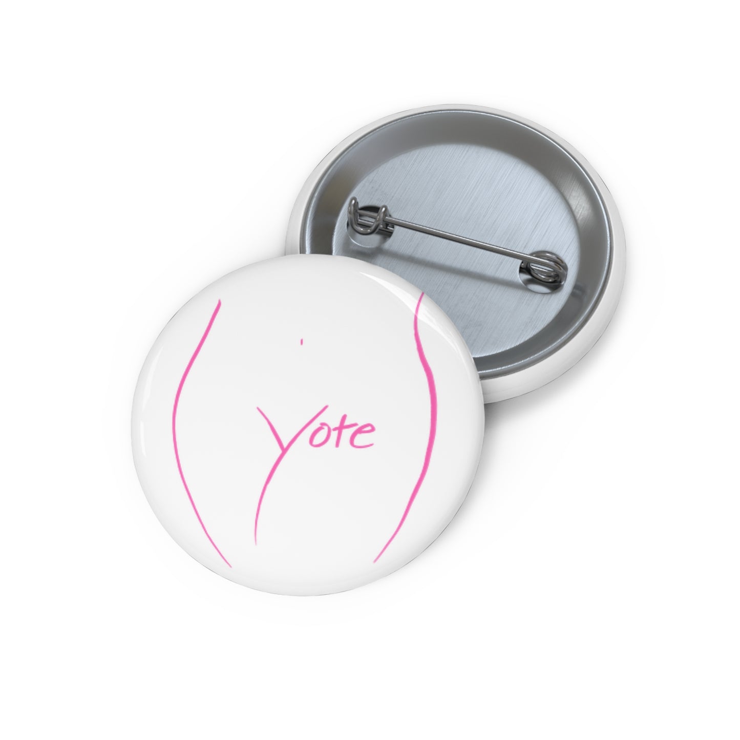 Vote Pin White (Pink logo)