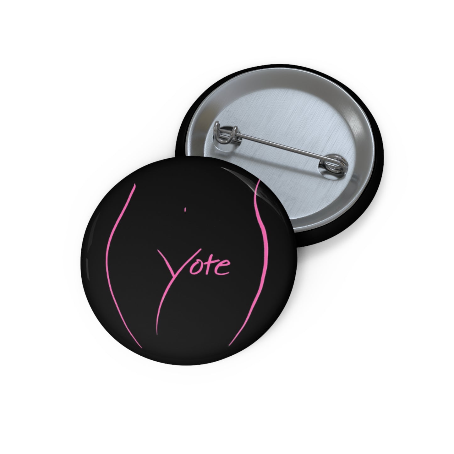 Vote Pin Black (Pink logo)