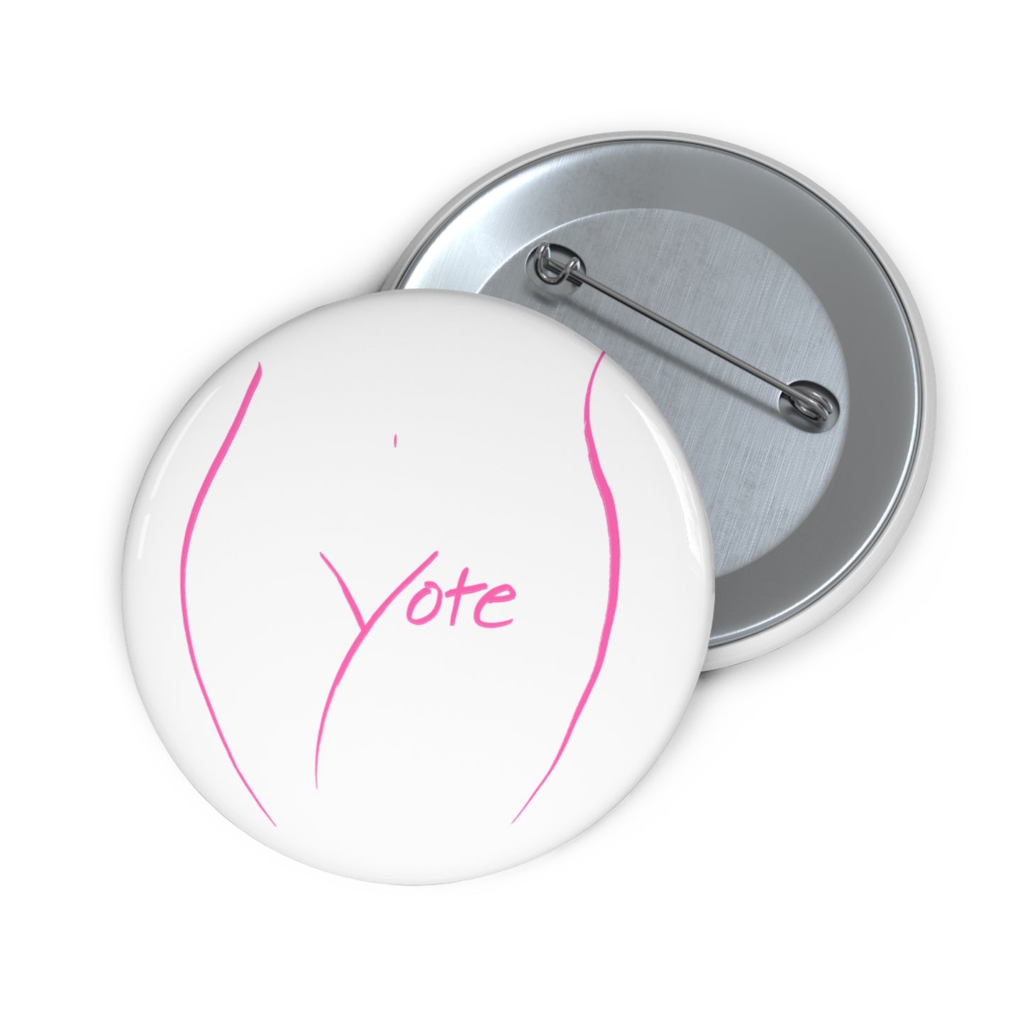 Vote Pin White (Pink logo)