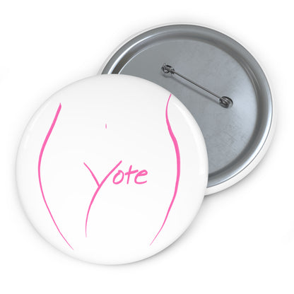 Vote Pin White (Pink logo)