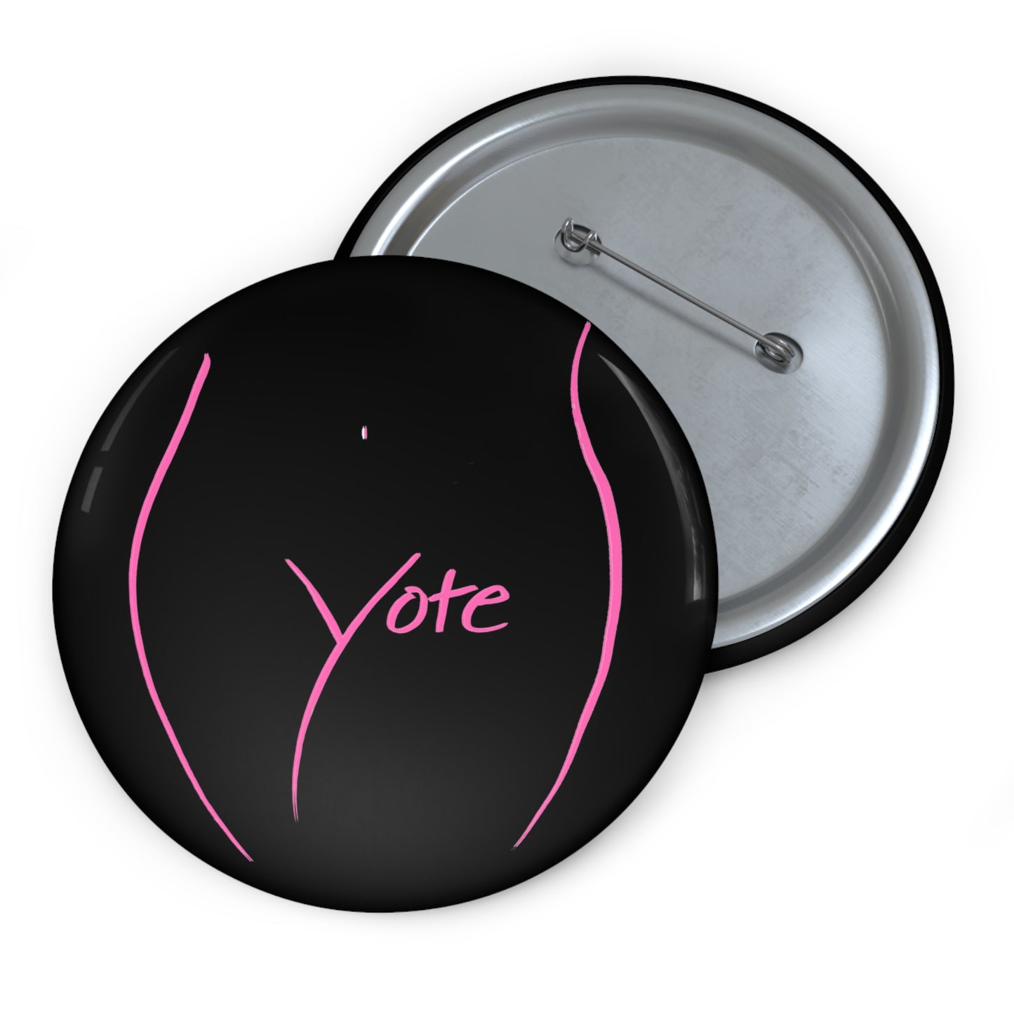 Vote Pin Black (Pink logo)