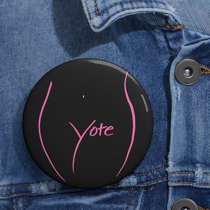 Vote Pin Black (Pink logo)