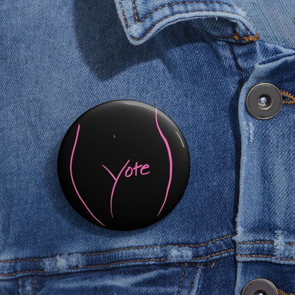 Vote Pin Black (Pink logo)