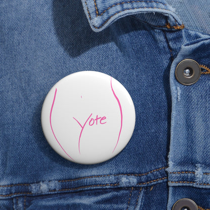 Vote Pin White (Pink logo)