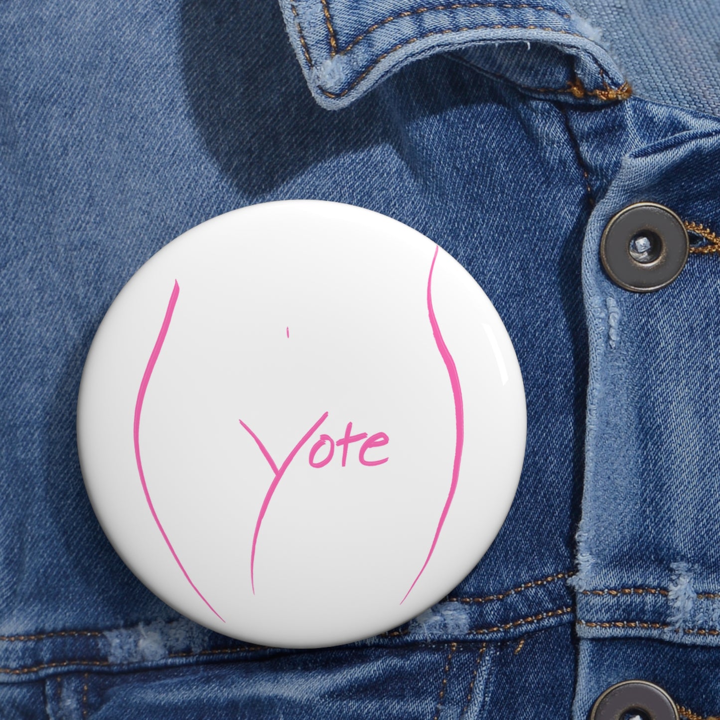 Vote Pin White (Pink logo)